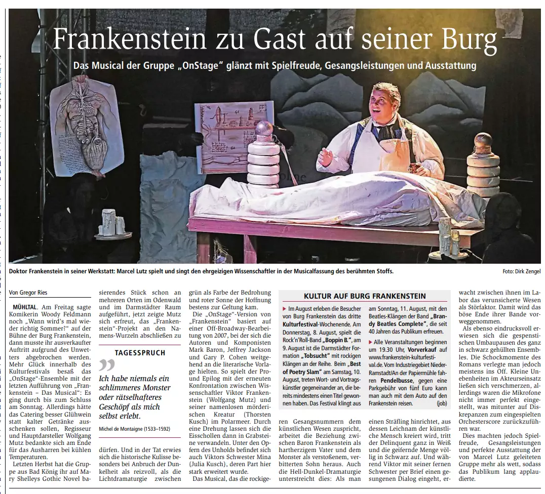 Frankenstein im Odenwälder Echo